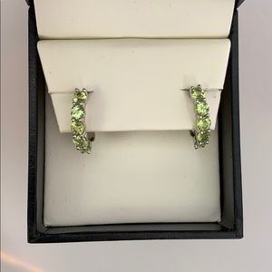 Sterling Silver Peridot J Hook Earrings
